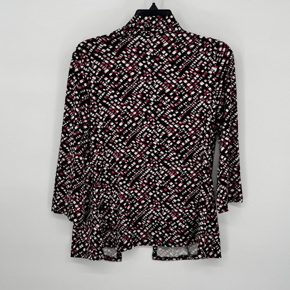 NY Collection Petite Black Geometric Print Open Front Cardigan Sweater Set New - Picture 8 of 13